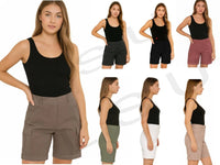 Ladies Cargo Shorts Pull On Casual Combat