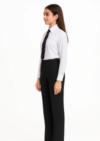 Girls Adjustable Waist School Trouser Black Grey Slim Fit School Pants