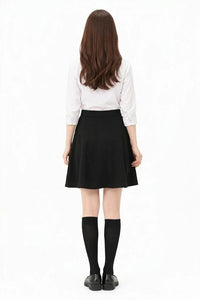 Girls School Uniform Jersey Skirt with Heart Pendant Pull On Elasticated Waist
