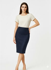 Ladies Pull-On Scuba Pencil Skirt