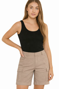 Ladies Cargo Shorts Pull On Casual Combat