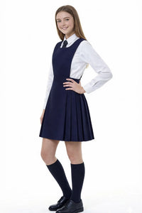 Girls' Pleated Bib Pinafore School Uniform Dress