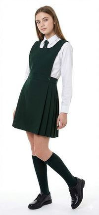 Girls' Pleated Bib Pinafore School Uniform Dress