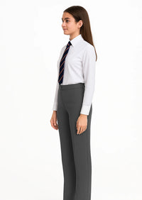 Girls Adjustable Waist School Trouser Black Grey Slim Fit School Pants