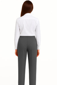 Girls Adjustable Waist School Trouser Black Grey Slim Fit School Pants