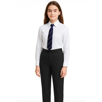 Girls Adjustable Waist School Trouser Black Grey Slim Fit School Pants